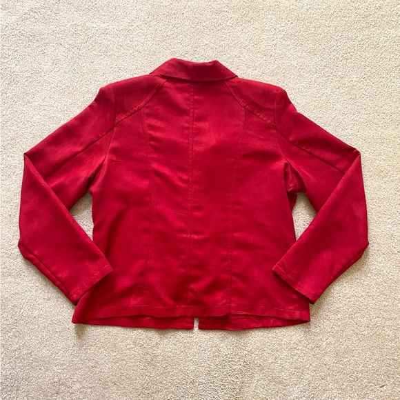Vintage Red Ruffled Notations Blazer - Picture 3 of 5